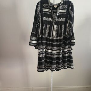 Elan Black and White Striped Dress